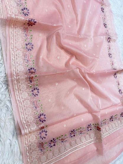 Banarasi kora organza embroidery saree