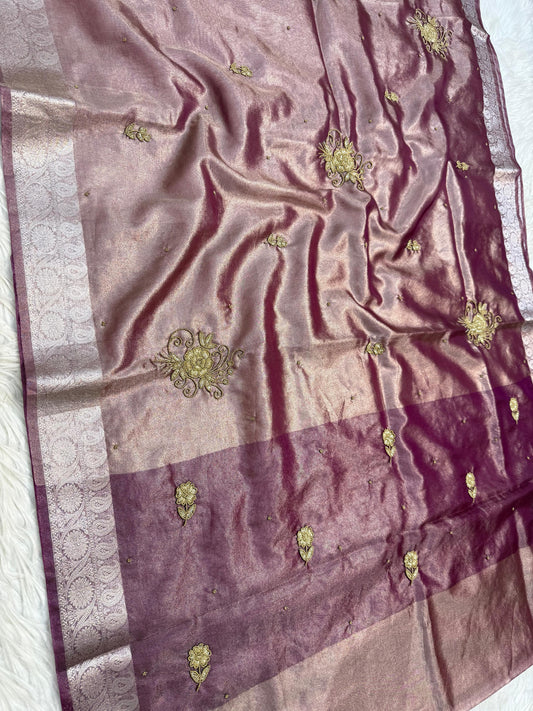 Tissue Aari Work Banarasi silk saree
