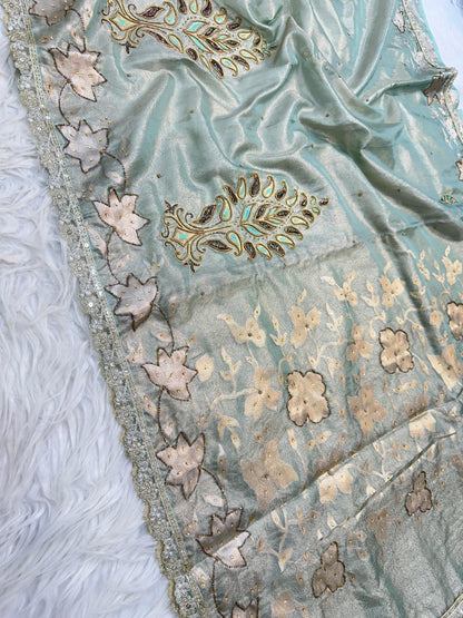 Tissue Aari Work Banarasi silk saree