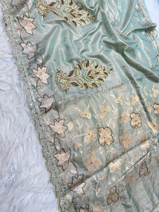 Tissue Aari Work Banarasi silk saree