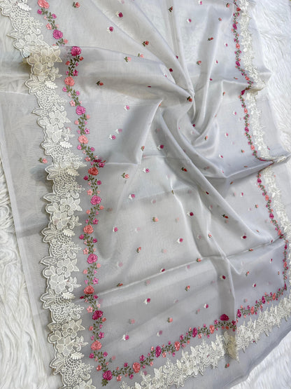 Banarasi kora organza embroidery saree