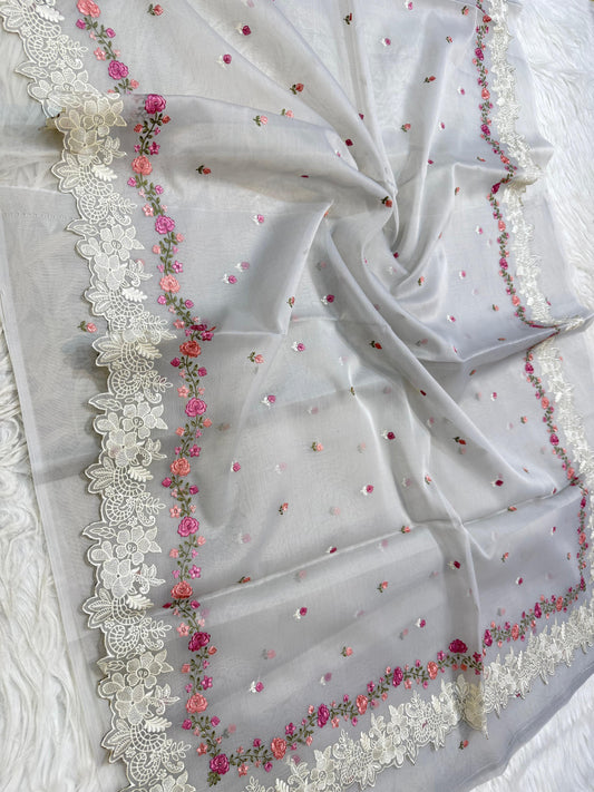 Banarasi kora organza embroidery saree