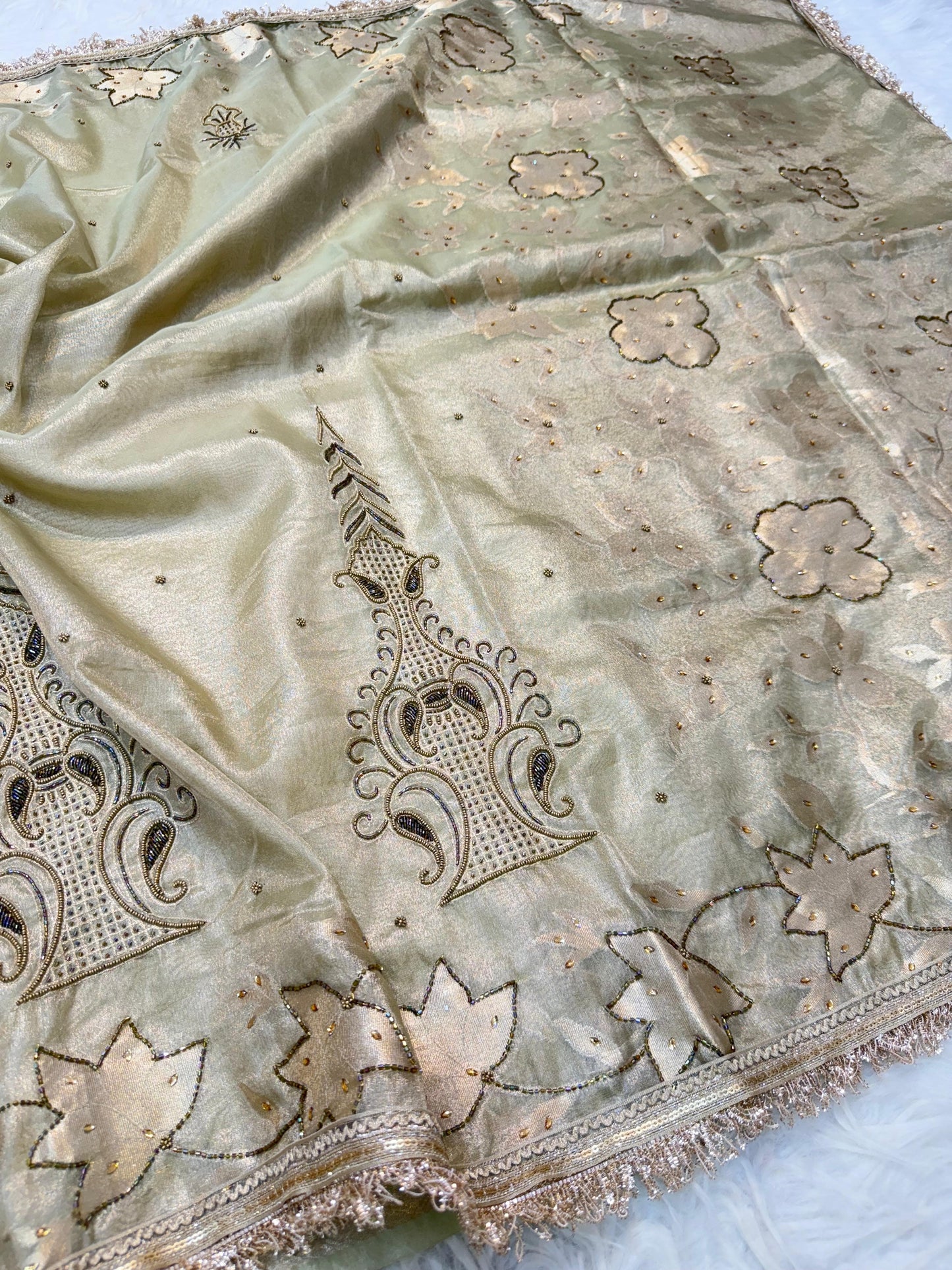 Tissue Aari Work Banarasi silk saree