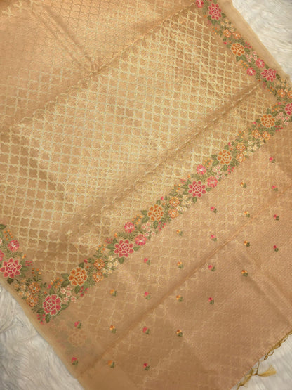 Banaras tissue kota embroidery work saree