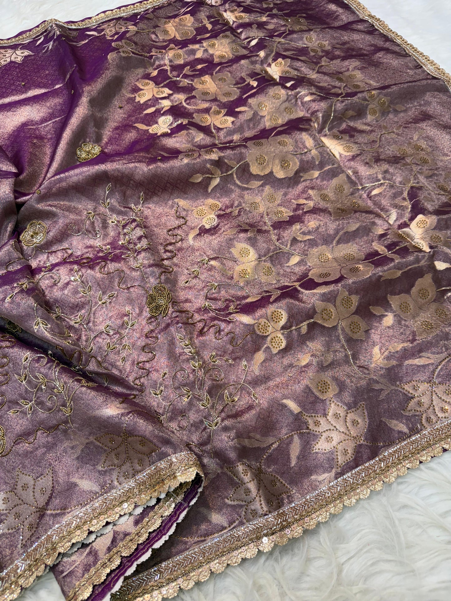 Tissue Aari Work Banarasi silk saree
