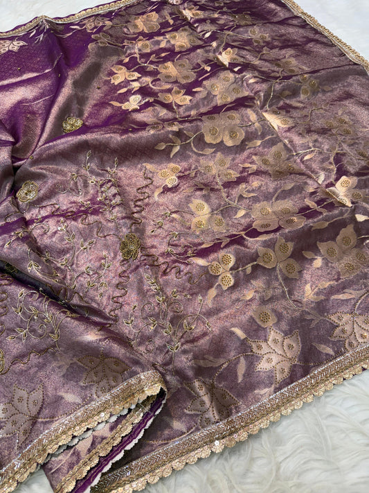 Tissue Aari Work Banarasi silk saree