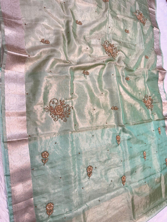 Tissue Aari Work Banarasi silk saree