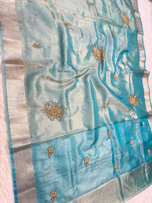 Tissue Aari Work Banarasi silk saree