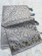 Grey shade tissue kota zardosi work Banarasi saree