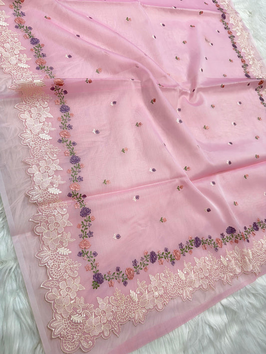 Banarasi kora organza embroidery saree