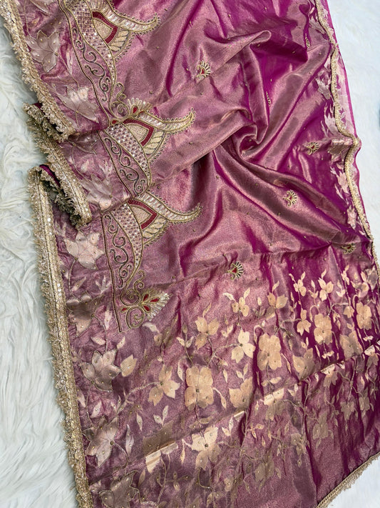 Tissue Aari Work Banarasi silk saree