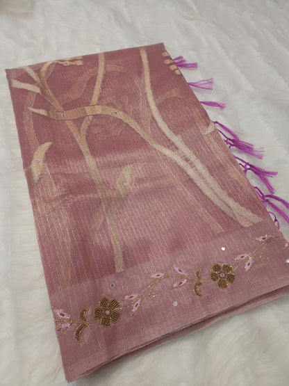 Tissue kota handwork saree