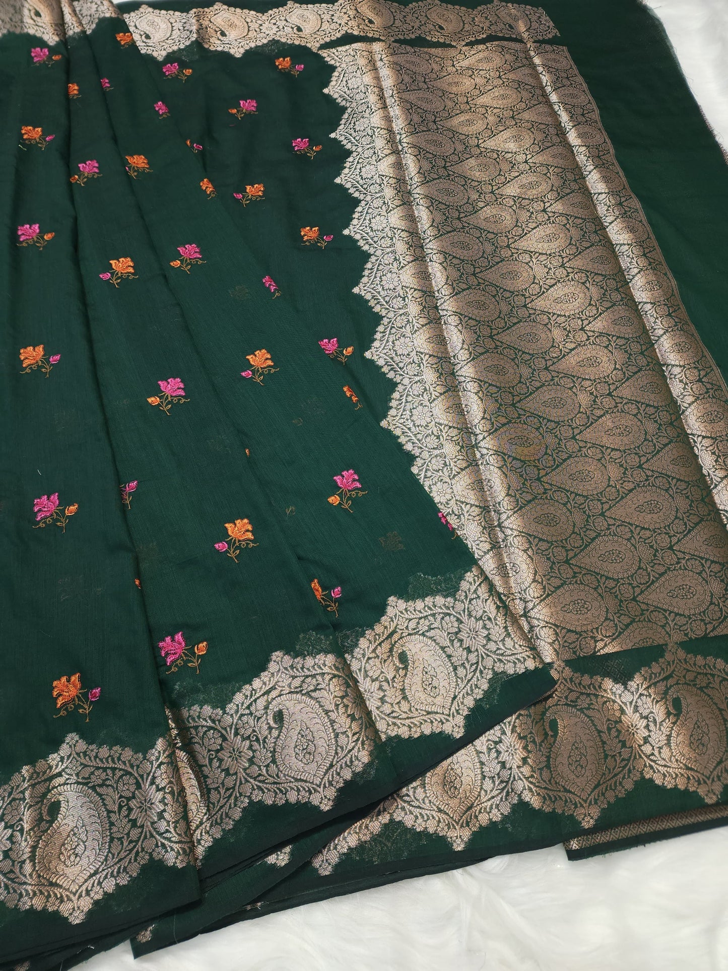 Banaras cotton embroidery saree