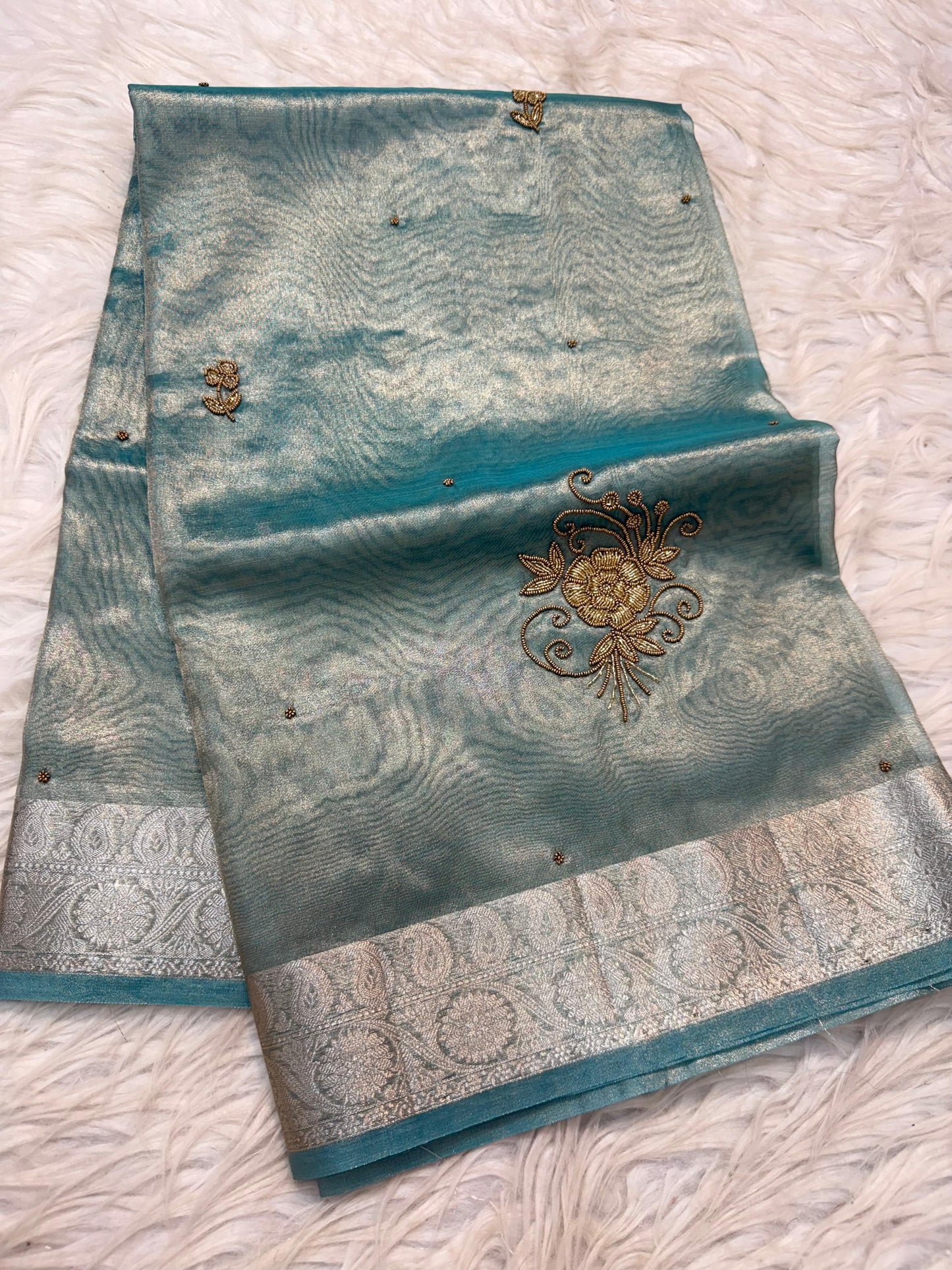Tissue Aari Work Banarasi silk saree