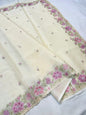 Off white shade organza embroidery Banarasi saree