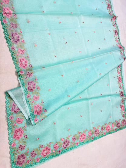 Banarasi kora organza embroidery saree