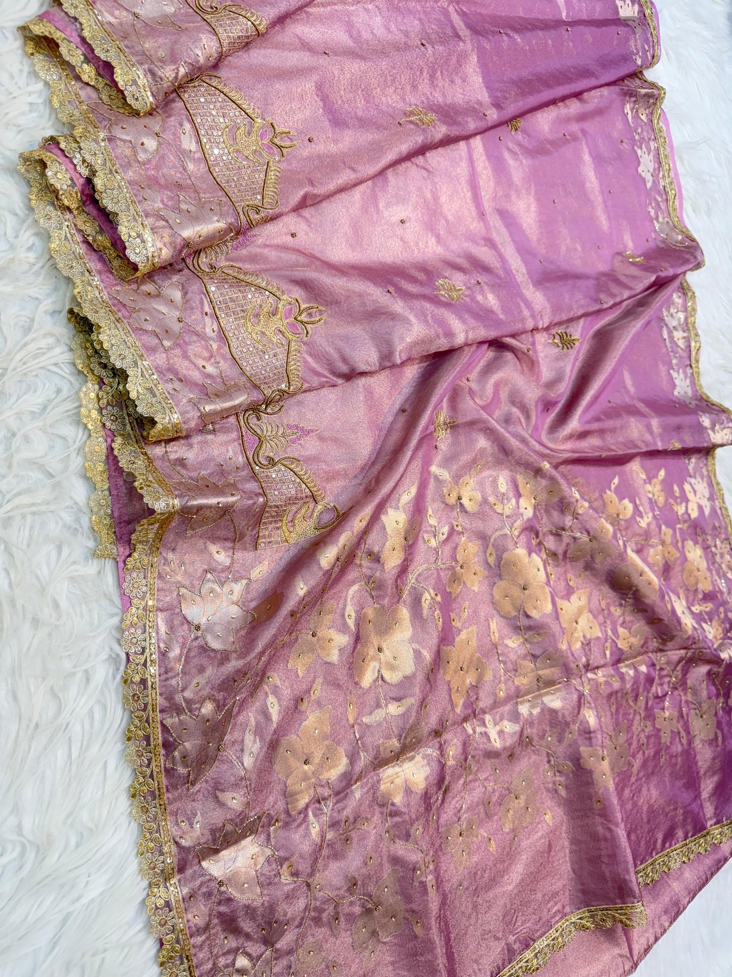 Tissue Aari Work Banarasi silk saree
