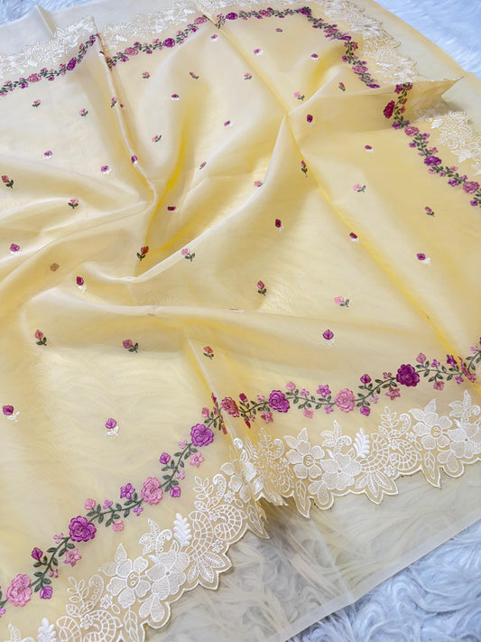 Banarasi kora organza embroidery saree