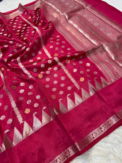 Semi Raw mango soft silk banarasi saree