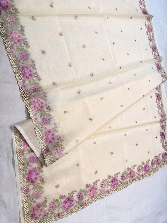 Banarasi kora organza embroidery saree