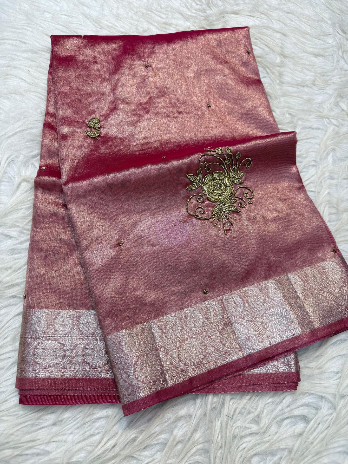 Tissue Aari Work Banarasi silk saree
