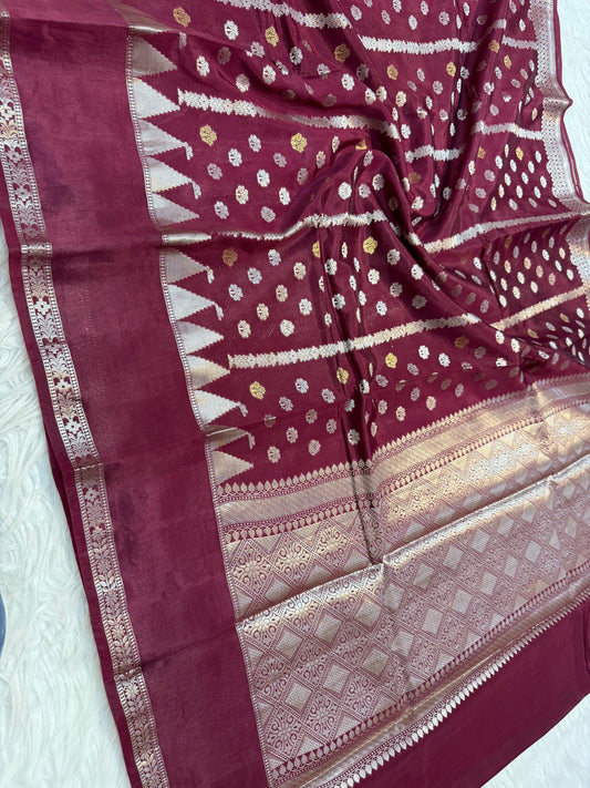 Semi Raw mango soft silk banarasi saree