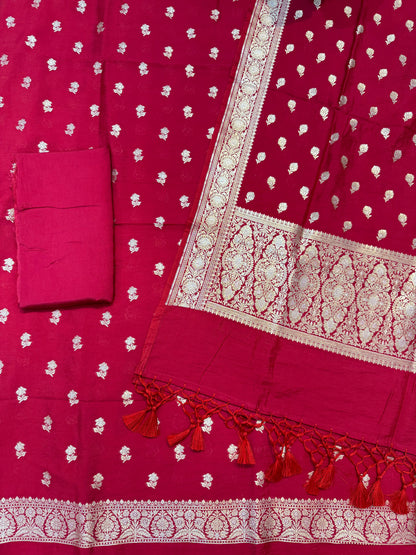 Banarasi semi chiniya silk suit