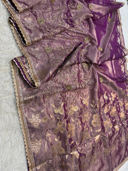 Tissue Aari Work Banarasi silk saree
