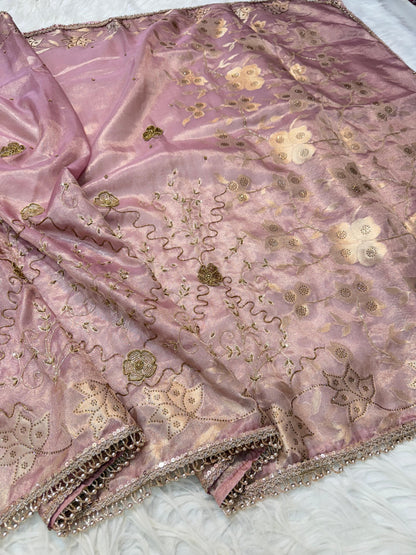 Tissue Aari Work Banarasi silk saree