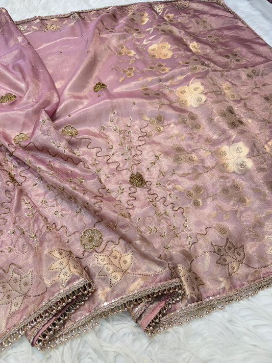 Tissue Aari Work Banarasi silk saree