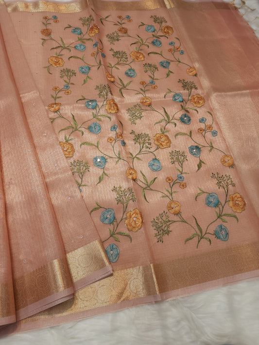 Banaras tissue kota fancy work saree