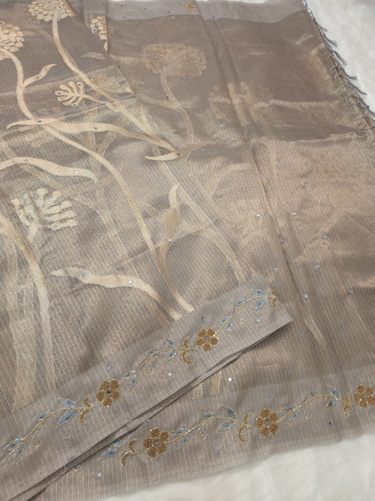 Tissue kota handwork saree