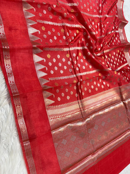 Semi Raw mango soft silk banarasi saree