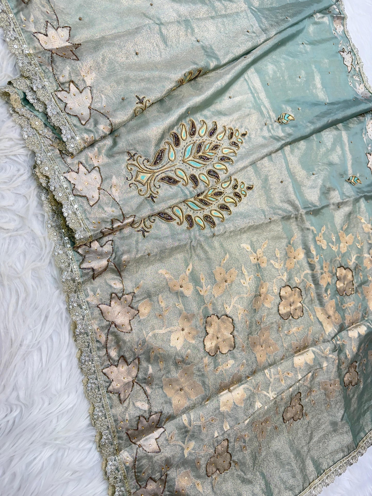 Tissue Aari Work Banarasi silk saree
