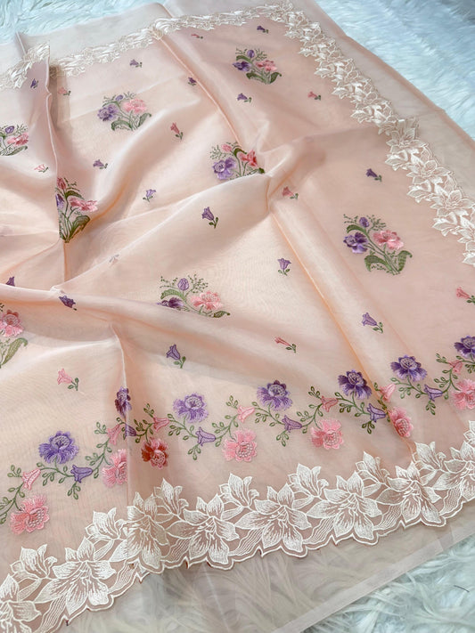 Banarasi kora organza embroidery saree