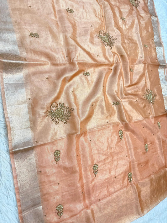Tissue Aari Work Banarasi silk saree
