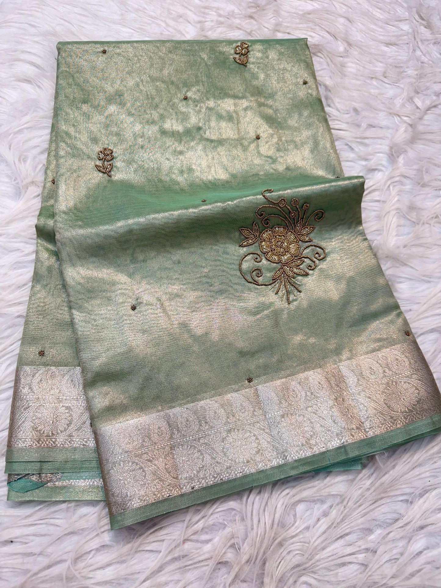 Tissue Aari Work Banarasi silk saree