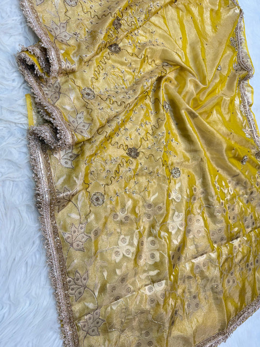 Tissue Aari Work Banarasi silk saree