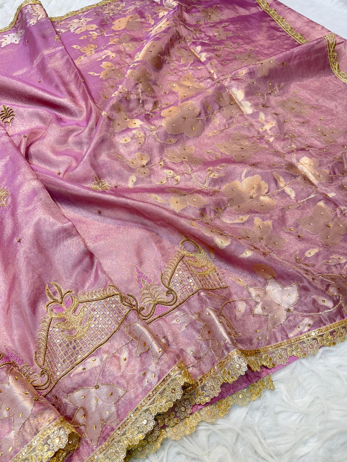Tissue Aari Work Banarasi silk saree