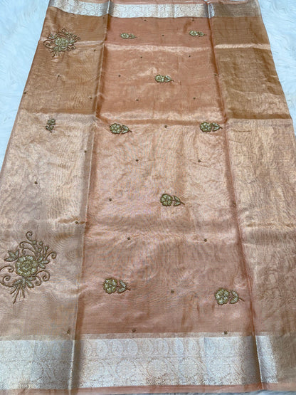 Tissue Aari Work Banarasi silk saree