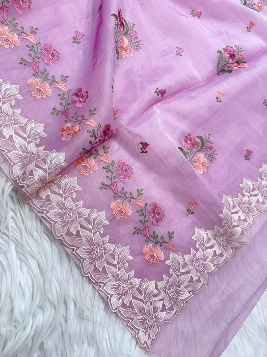 Banarasi kora organza embroidery saree