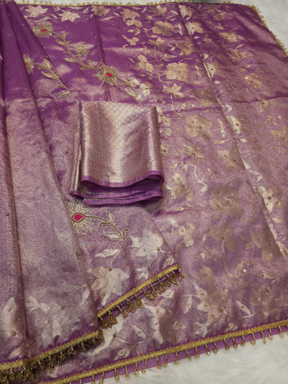 Tissue handwork Banarasi silk saree