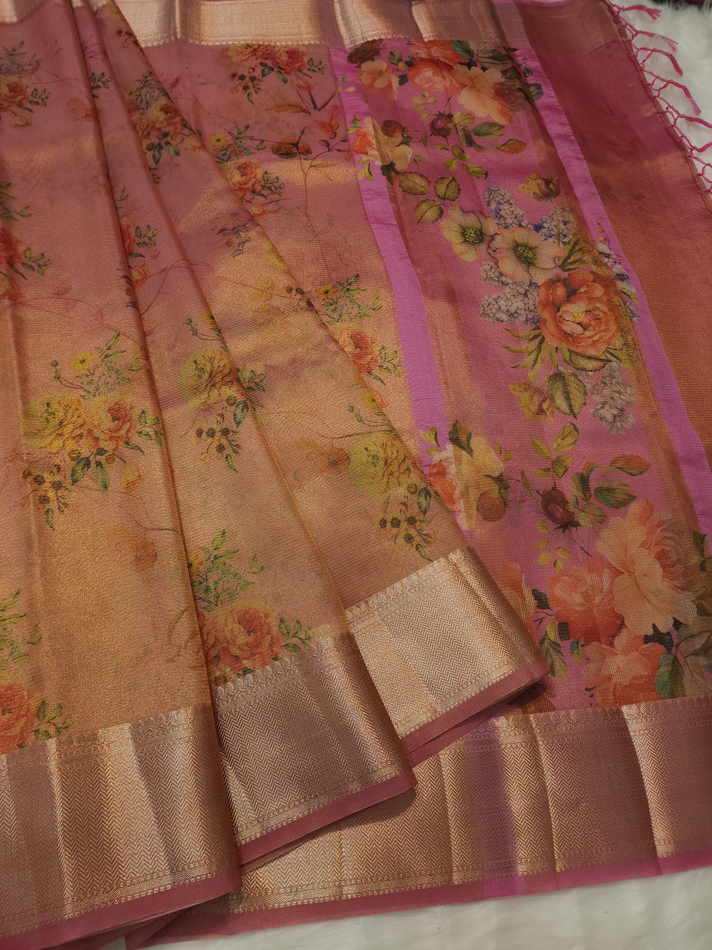 Tissue Digital Print Banarasi Saree