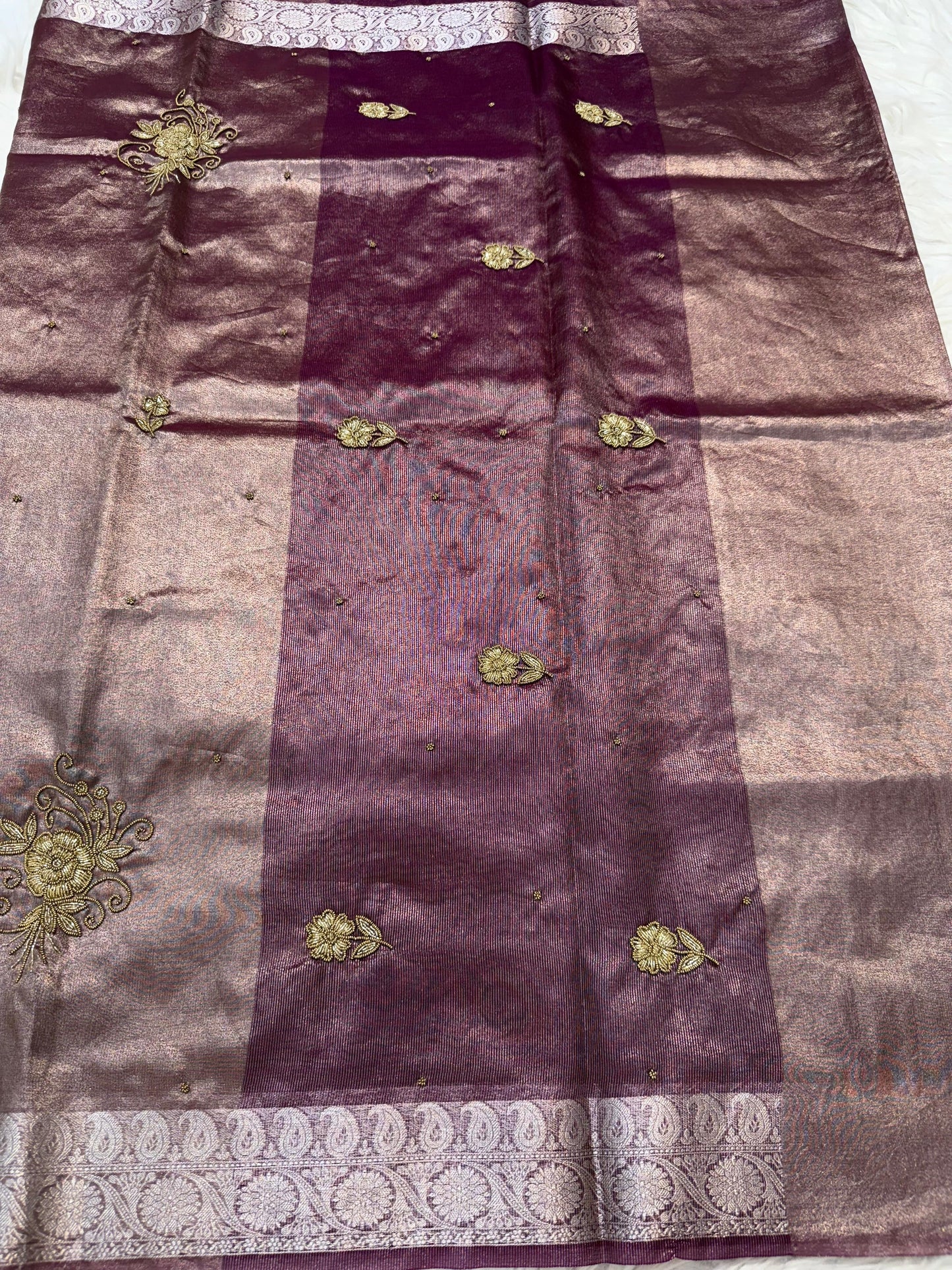 Tissue Aari Work Banarasi silk saree