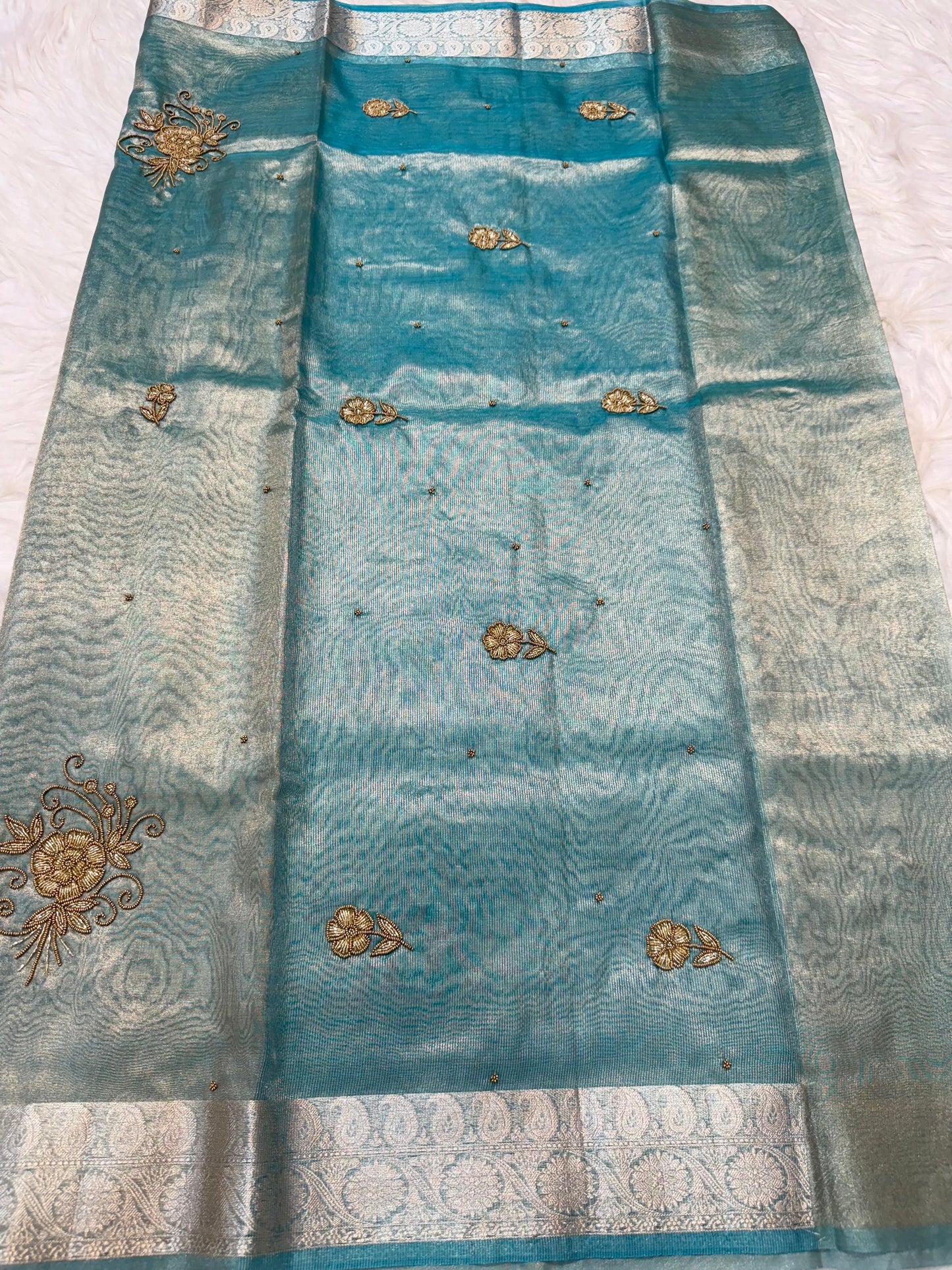 Tissue Aari Work Banarasi silk saree