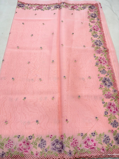 Banarasi kora organza embroidery saree